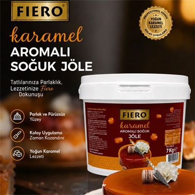 Fiero Soğuk Jöle Karamel 7 kg - Pasta, Cheesecake ve Tatlılar için Profesyonel Parlak Karamel Aromalı Pasta Jölesi