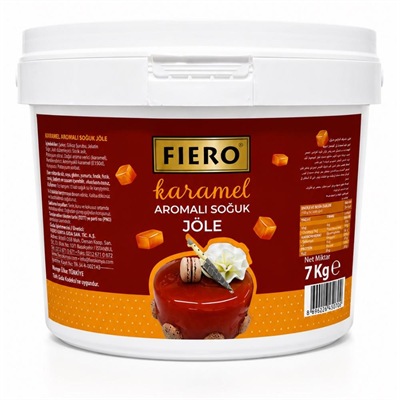 Fiero Soğuk Jöle Karamel 7 kg - Pasta, Cheesecake ve Tatlılar için Profesyonel Parlak Karamel Aromalı Pasta Jölesi
