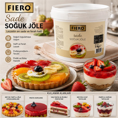 Fiero Soğuk Jöle Sade 7 KG – Pasta, Cheesecake ve Tatlılar İçin Profesyonel Parlak Pasta Jölesi