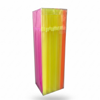 Fosforlu Pipet 24 cm – 225’li Karışık Renk | Kafe Tipi Renkli Uzun Pipet
