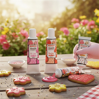 Şeker & Sugar Glazür Tüp 4lü Set 40 gr - Pasta ve Kurabiye Dekor Glaze Seti