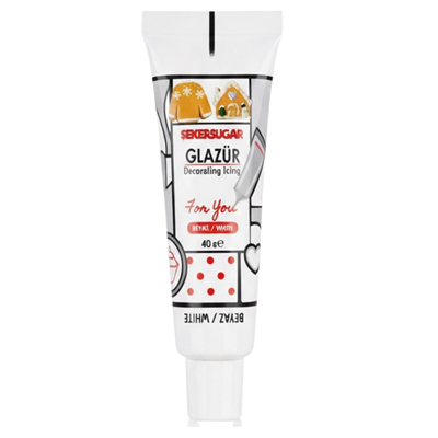 Şeker & Sugar Glazür Tüp Beyaz 40 gr - Pasta ve Kurabiye Dekor Glaze