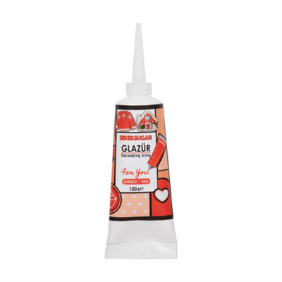 Glazür Tüp Kırmızı 100 g – Pasta, Kurabiye ve Tatlılar İçin Kırmızı Süsleme Glazürü