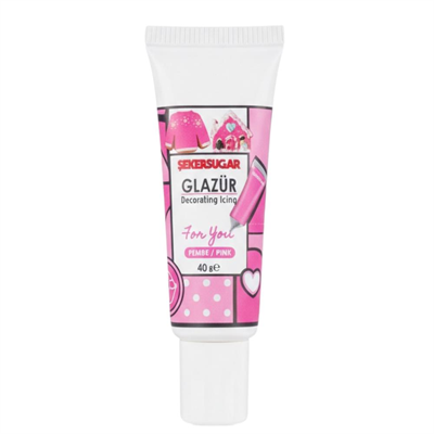 Glazür Tüp Pembe 40 Gr – Pasta ve Kurabiye Dekor Glaze