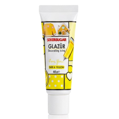 Şeker & Sugar Glazür Tüp Sarı 40 gr - Pasta ve Kurabiye Dekor Glaze