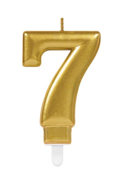 Gold Renkli Rakamlı Doğum Günü Pastası Yaş Mumu – 7 Yaş