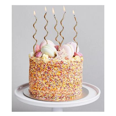 Efe Pastacılık Gold Zikzak Doğum Günü Pastası Mumu 6lı Paket - Dekoratif Pasta ve Parti Süsleme Mumu 15 cm