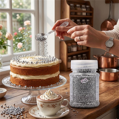 Gümüş Sanding Şeker 50 Gr – Pasta, Kurabiye ve Cupcake İçin Parlak Dekor Şekeri