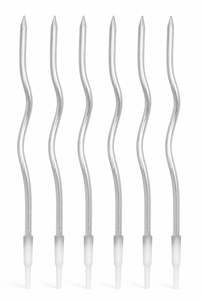 Gümüş Zikzak Doğum Günü Pastası Mumu 6’lı Paket 15 Cm
