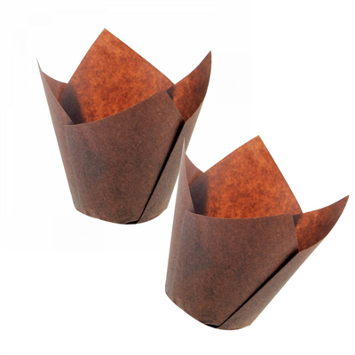 Kademeli Tulip Kek Kapsülü Kahverengi 160x50 mm – 200 Adet