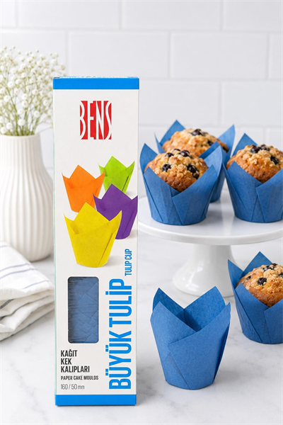 Kademeli Tulip Mavi Muffin Kapsülü 200 Adet