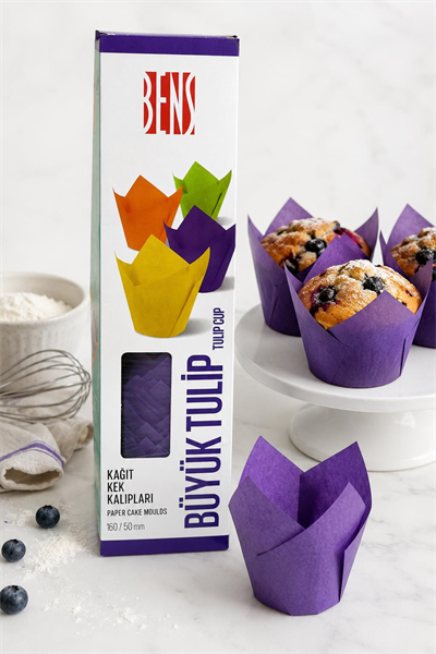 Kademeli Tulip Mor Muffin Kapsülü 200 Adet