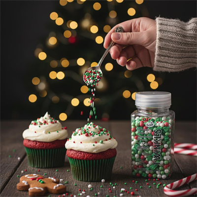 Kar Taneli Pasta Süsleme Şekeri 100 g – Yılbaşı Konsept Cupcake ve Tatlı Dekoru
