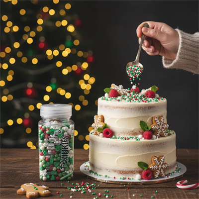 Kar Taneli Pasta Süsleme Şekeri 100 g – Yılbaşı Konsept Cupcake ve Tatlı Dekoru