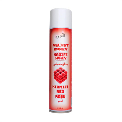 Kırmızı Kadife Sprey Pasta Boyası 250 ml – Pasta, Mousse, Tatlı ve Şekerleme Kaplama Spreyi