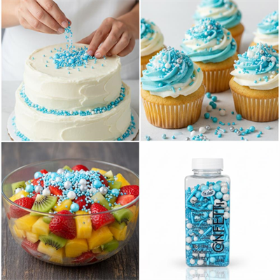 Konfeti Şeker Mavi 250 g – Pasta, Cupcake ve Tatlı Süsleme İçin Renkli Dekor Şekeri