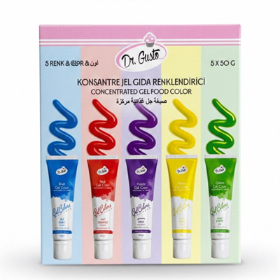 Dr. Gusto Konsantre Jel Gıda Boyası 50 gr 5li Set