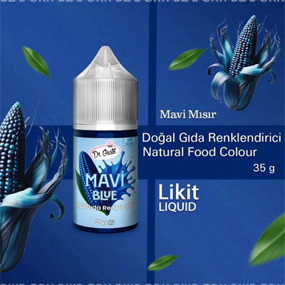 Likit Mavi Doğal Gıda Boyası 35 g – Bitkisel Kaynaklı, Pasta ve Tatlılar İçin Katkısız Sıvı Renk Boyası