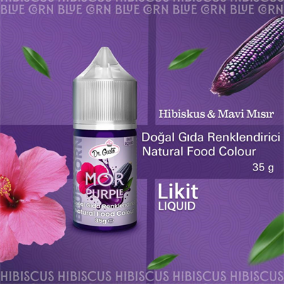 Likit Mor Doğal Gıda Boyası 35 g – Bitkisel Kaynaklı, Pasta ve Tatlılar İçin Katkısız Sıvı Renk Boyası