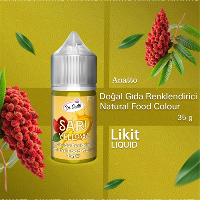 Likit Sarı Doğal Gıda Boyası 35 g – Bitkisel Kaynaklı, Pasta ve Tatlılar İçin Katkısız Sıvı Renk Boyası
