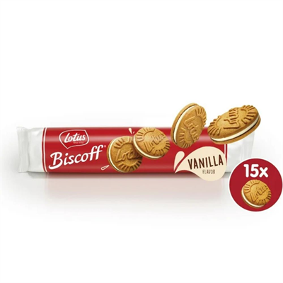 Lotus Biscoff Sandwich Vanilya 150 Gr – Karamelize Bisküvi Arasında Vanilya Kremalı Lezzet