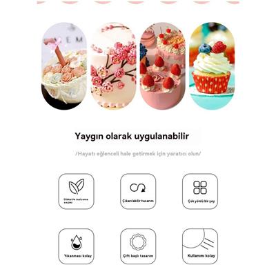 Marzipan 8 Parça Çift Başlı Şeker Hamuru Şekillendirme Seti – Fondan, Kurabiye, Pasta ve Cupcake Süsleme Aparatları