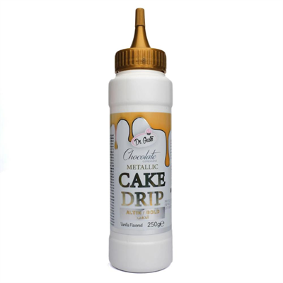 Metalik Altın Cake Drip 250 g – Pasta ve Tatlı Üzeri Parlak Altın Çikolata Kaplama Sosu