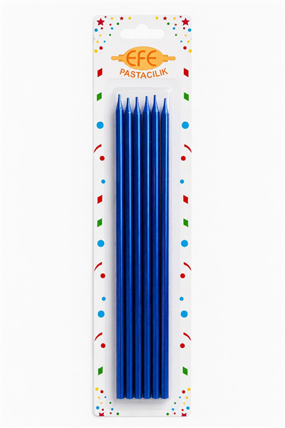 Metalik Lacivert Uzun Pasta Mumu 20 Cm