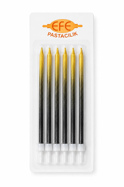 Metalik Siyah Gold Uzun Pasta Mumu 17 Cm