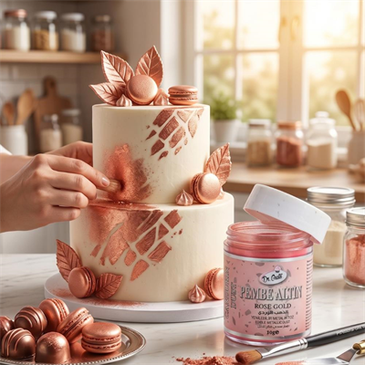 Metalik Toz Boya Rose Gold 10 GR – Yenilebilir Pasta Dekor Tozu