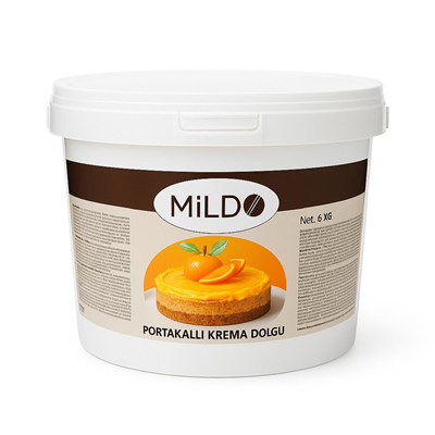 Mildo Portakallı Krema Dolgu 6 kg - Pasta ve Tatlılar için Dolgu Kreması