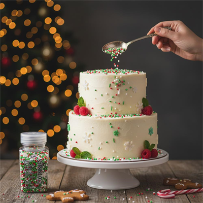 Mini Cupcake Pasta Süsleme Şekeri Kar Taneli Yeşil & Kırmızı 100 g – Yılbaşı Konsept Dekoru