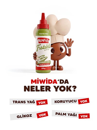 MİWİDA Antep Fıstıklı Çikolata Sos - Pratik Waffle, Pankek, Krep, Kruvasan ve Tatlı Sosu 330 Gr