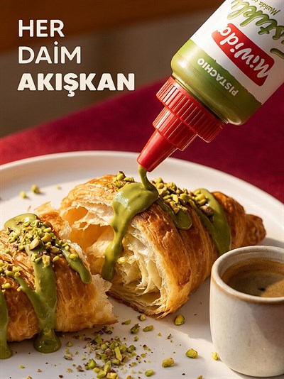 MİWİDA Antep Fıstıklı Çikolata Sos - Pratik Waffle, Pankek, Krep, Kruvasan ve Tatlı Sosu 330 Gr