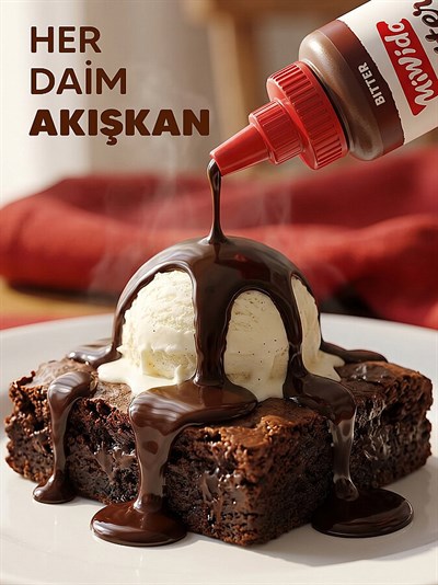 MİWİDA Bitter Çikolata Sos - Pratik Waffle, Pankek, Krep, Kruvasan ve Tatlı Sosu 330 Gr