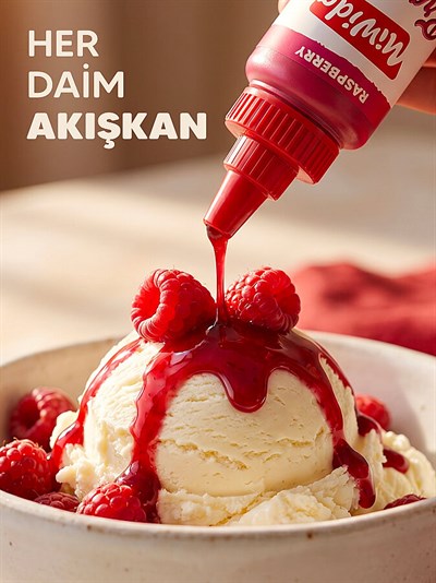 MİWİDA Frambuaz Aromalı Sos - Pratik Waffle, Pankek, Krep, Kruvasan ve Tatlı Sosu 330 Gr