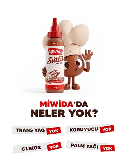 MİWİDA Sütlü Çikolata Sos - Pratik Waffle, Pankek, Krep, Kruvasan ve Tatlı Sosu 330 Gr