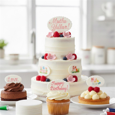 Oval Yazı Plakası 24 Adet – Pasta, Cupcake ve Tatlı Üstü Yenilebilir Dekor