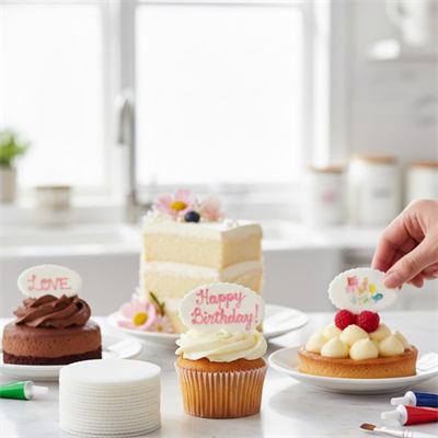 Oval Yazı Plakası 24 Adet – Pasta, Cupcake ve Tatlı Üstü Yenilebilir Dekor