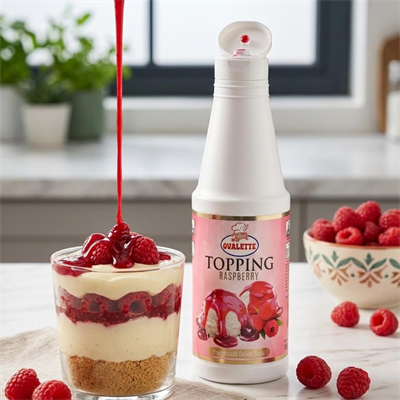 Ovalette Topping Frambuaz Sosu 1 Kg – Tatlı, Waffle, Pancake ve İçecekler İçin Yoğun Meyve Aromalı Topping