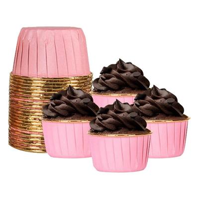 Pembe Gold Parlak Metalize 25li Muffin Cupcake Kek Kapsülü