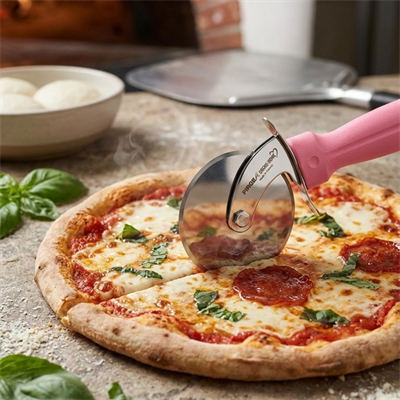Pizza Ruleti 6.5 CM Pembe – Paslanmaz Kesici Pizza ve Hamur Dilimleyici