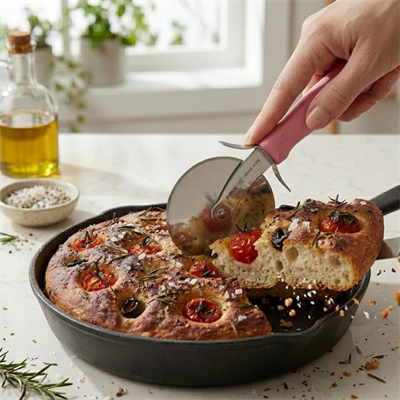 Pizza Ruleti 6.5 CM Pembe – Paslanmaz Kesici Pizza ve Hamur Dilimleyici