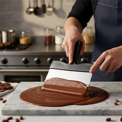 Profesyonel Çikolata Spatulası 21 cm | Paslanmaz Çelik Geniş Temperleme Spatulası