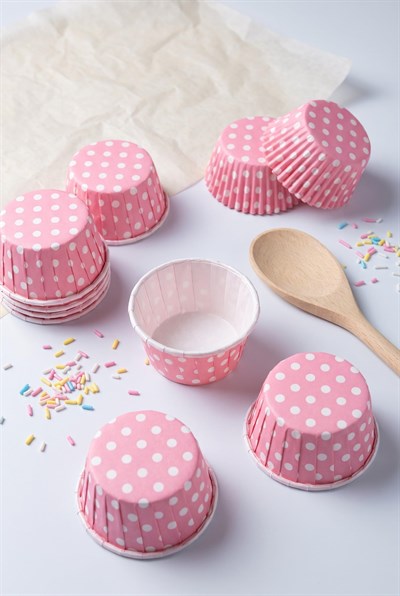 Puantiyeli Pembe Kek Kapsülü 50 Adet