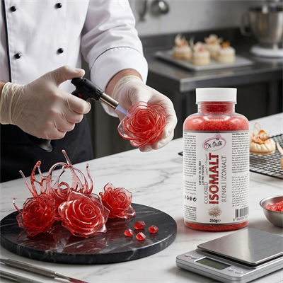 Renkli İzomalt (Isomalt) Kırmızı 250 GR – Şeker Sanatı ve Pasta Dekorasyon İçin