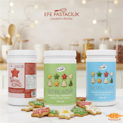 Royal Icing 4lü Set 200 Gr – Pembe, Yeşil, Kırmızı, Mavi Kurabiye ve Pasta Dekoru