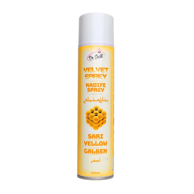 Dr. Gusto Sarı Kadife Sprey Pasta Boyası 250 ml - Pasta, Mousse, Tatlı ve Şekerleme Kaplama Spreyi