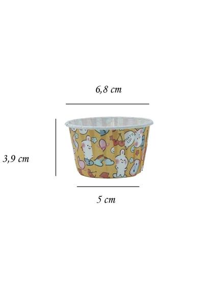 Sarı Tavşan Desenli Kek Kapsülü 50 Adet | Renkli Muffin Cupcake Kağıdı – 50x39 mm