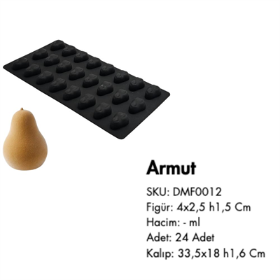 Silikon Mini Meyveli Dondurma Kalıbı Armut Şekilli
